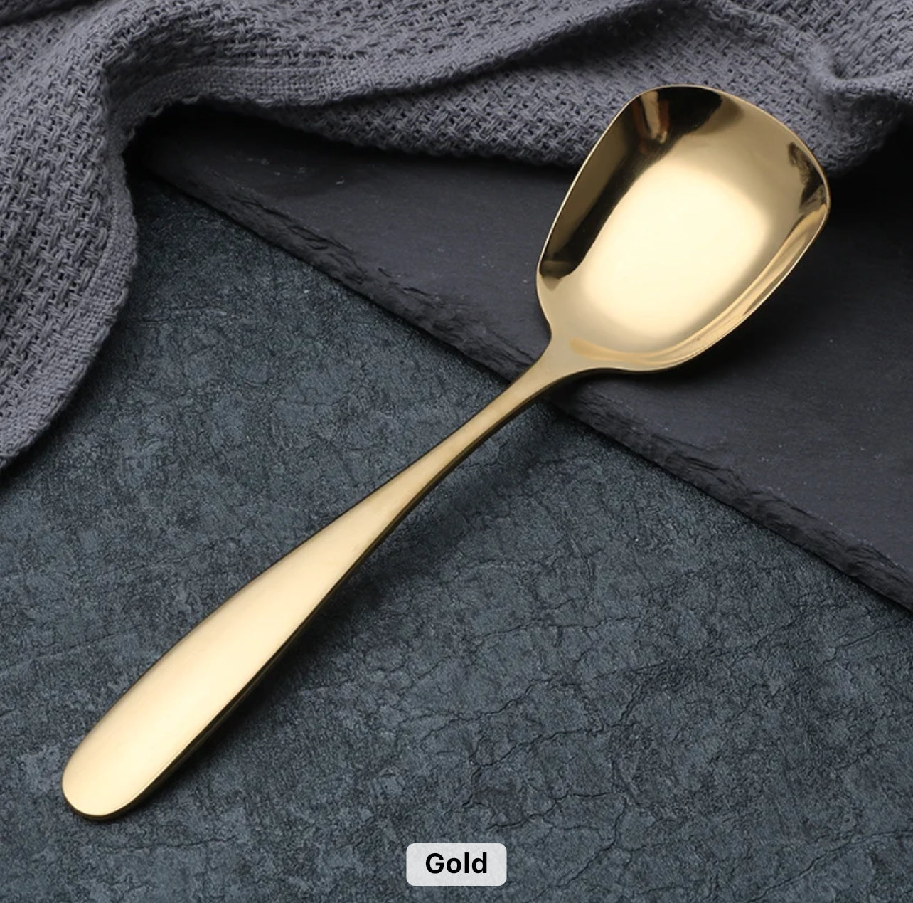 Set of 3 Small Serving Spoons - Gold & Silver option - 304 Stainless Steel - Image 2