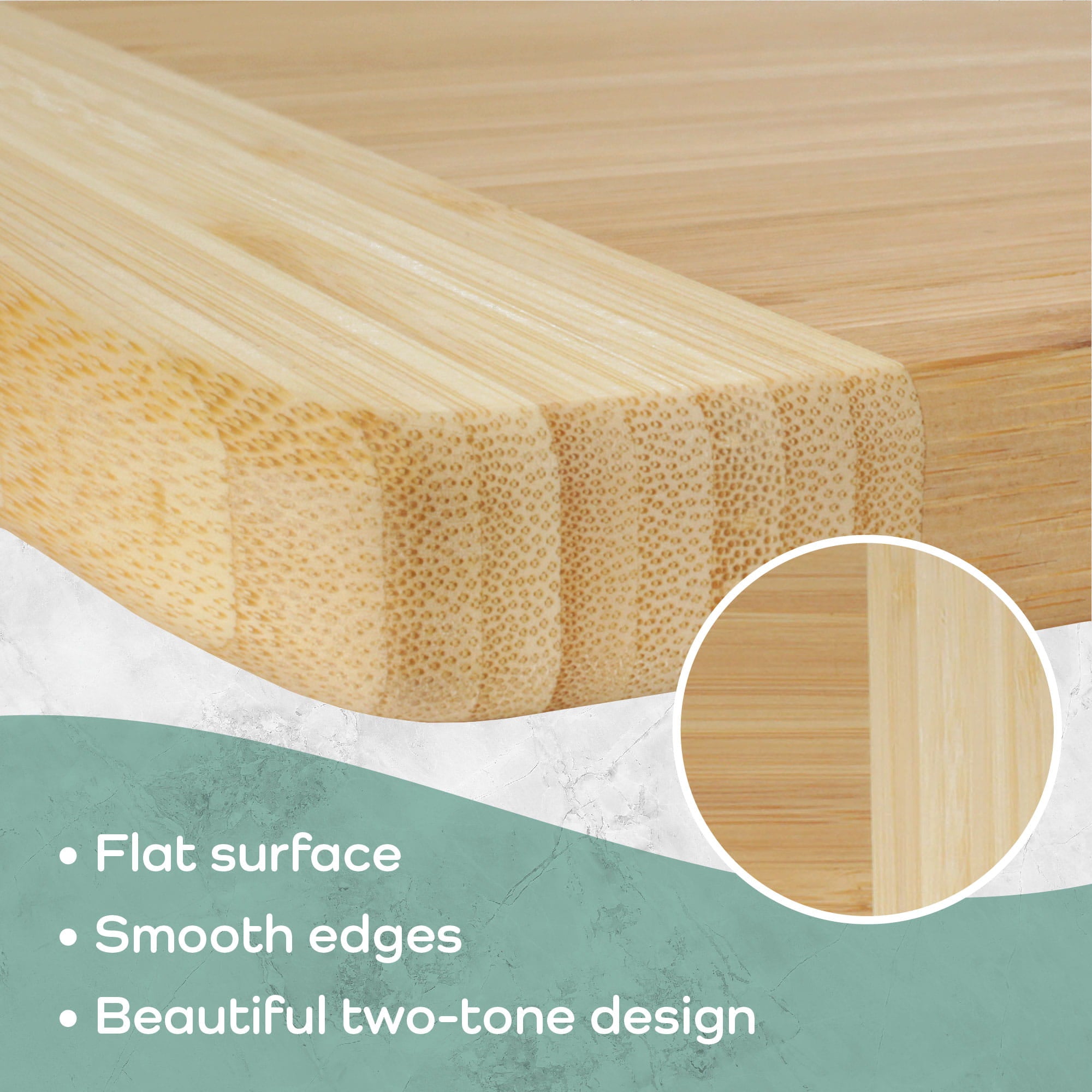 Small Two-Tone Bamboo Cutting Board 12" x 8" x 0.75" - Image 3
