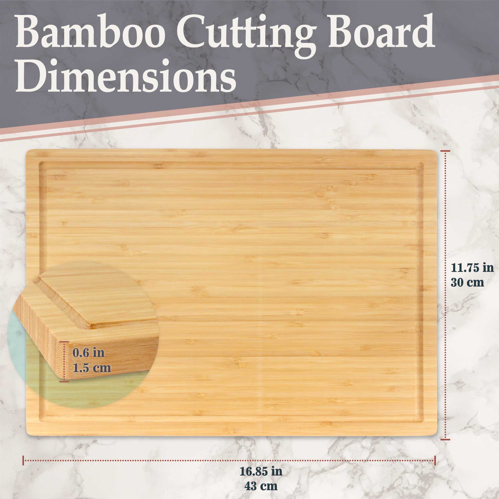 Bamboo Grooved Cutting 16.85" x 11.75" x 0.5"/0.6" - Image 3
