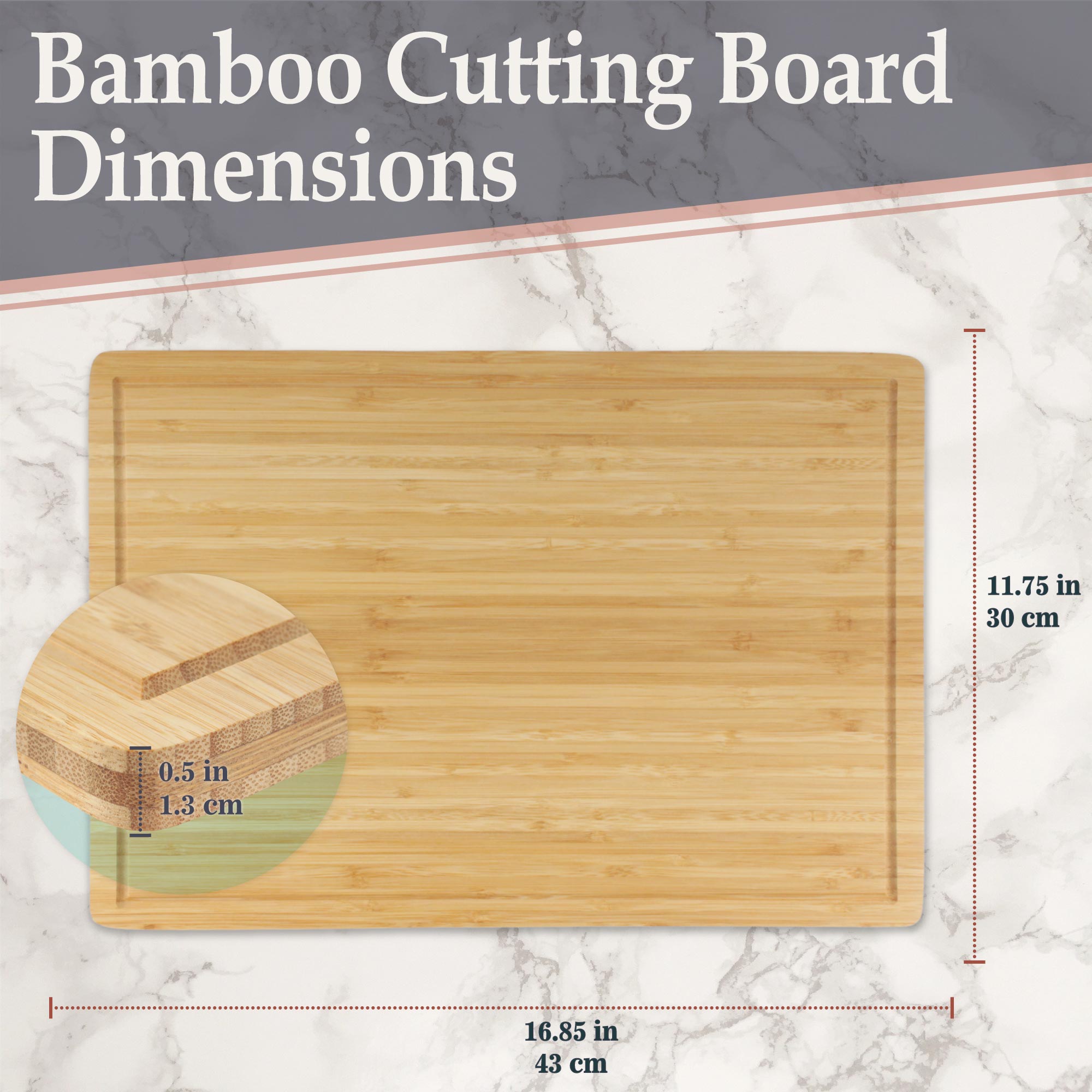 Bamboo Grooved Cutting 16.85" x 11.75" x 0.5"/0.6" - Image 2
