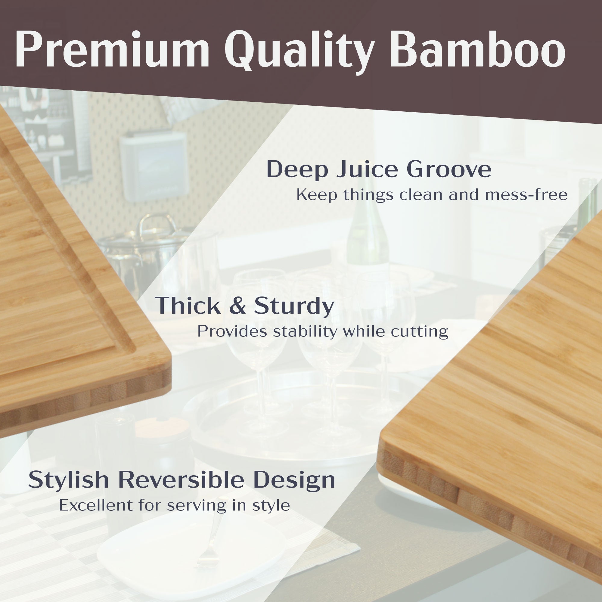 Grooved Bamboo Cutting Board 15.75" x 11.75" x 0.75" - Image 3