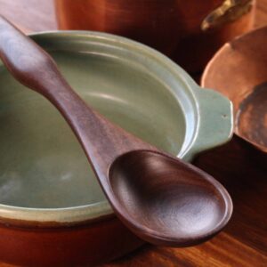 Handmade treenware wooden ergonomic spoon for stirring and serving